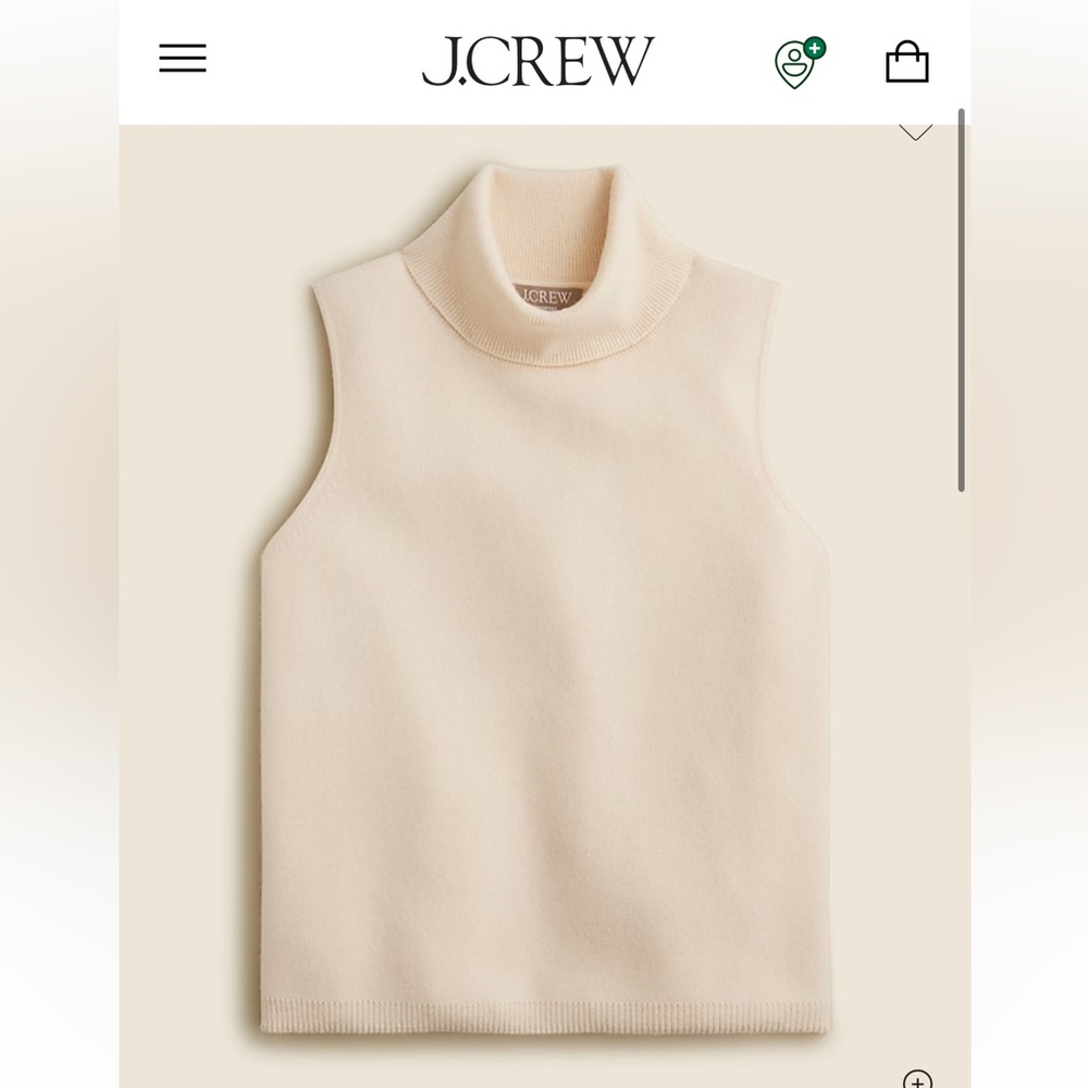 JCrew Cream Cashmere Mockneck Sweater Shell Top XS
